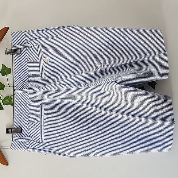 Chaps Blue White Striped Seersucker Bermuda Shorts - Picture 5 of 8